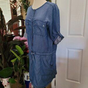 Trina Turk Romper Light Denim Size 8 Medium Drop Waist Pockets designer